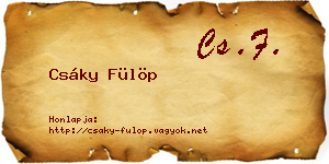Csáky Fülöp névjegykártya